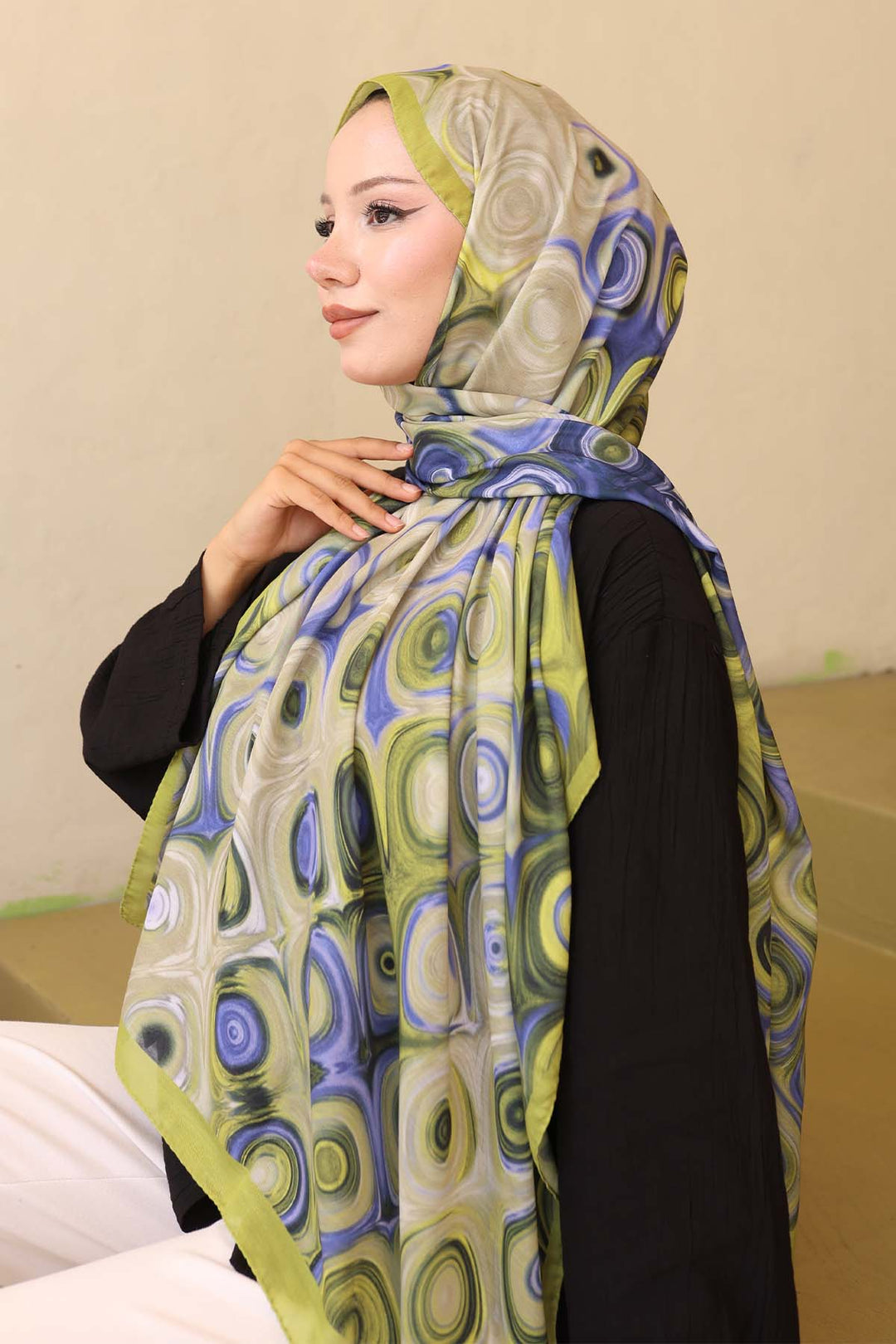 BNG Women Patterned Scarf Pistachio Green İpk112 - Horad Barysaw
