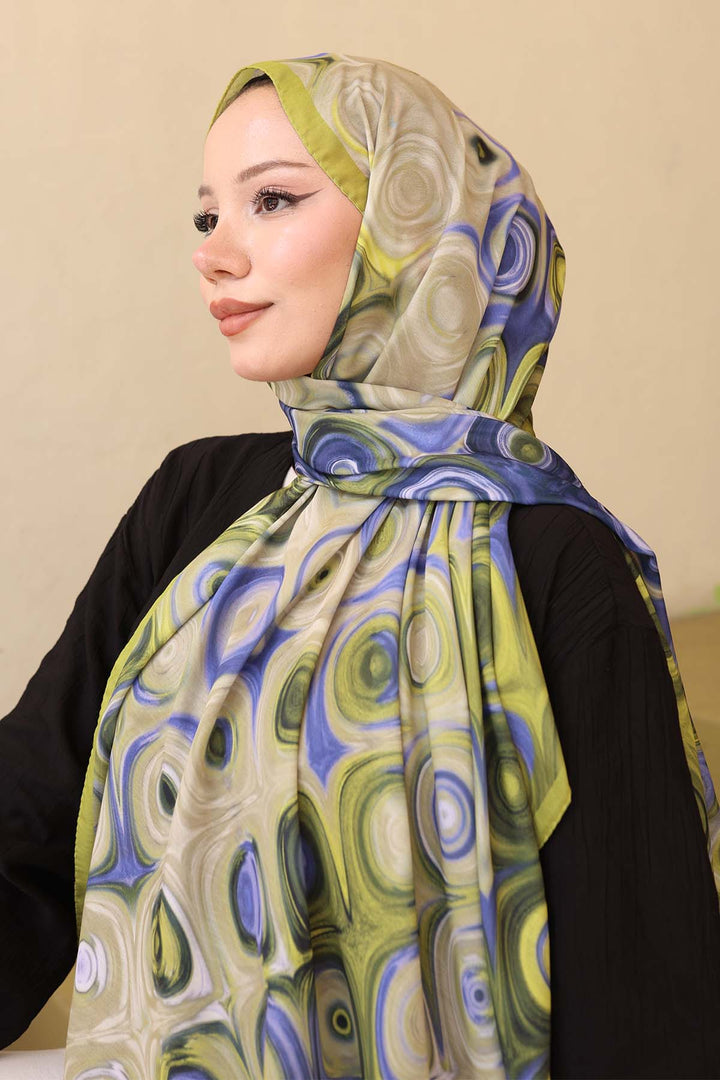 BNG Women Patterned Scarf Pistachio Green İpk112 - Horad Barysaw
