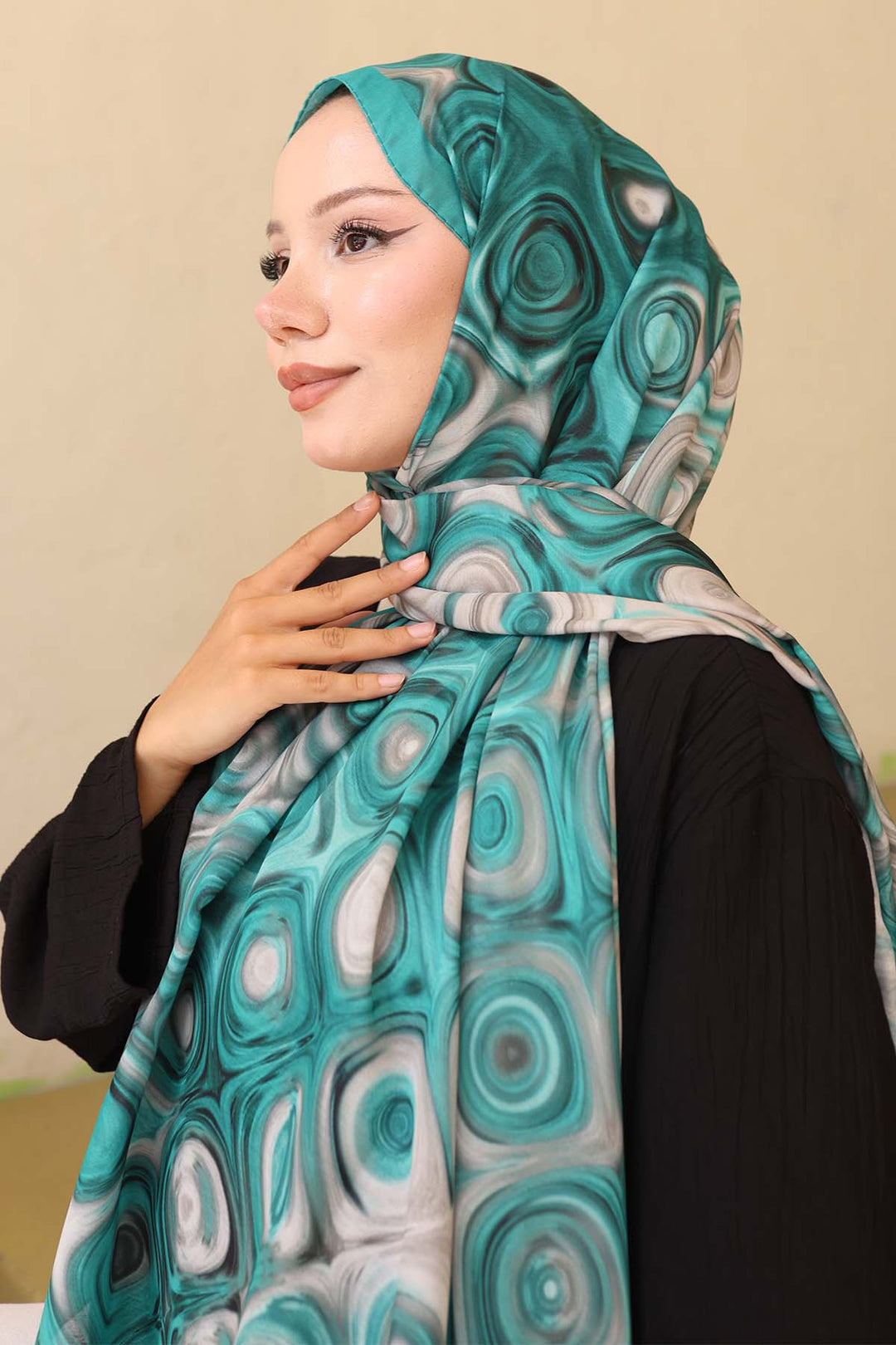 BNG Women Patterned Scarf Emerald Green İpk112 - Istog