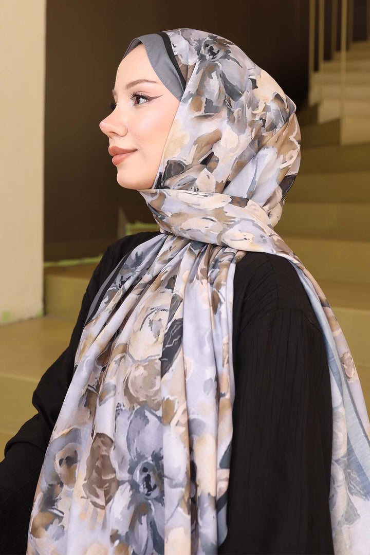 BNG Women Patterned Scarf Anthracite İpk113 - Saint-Jérôme