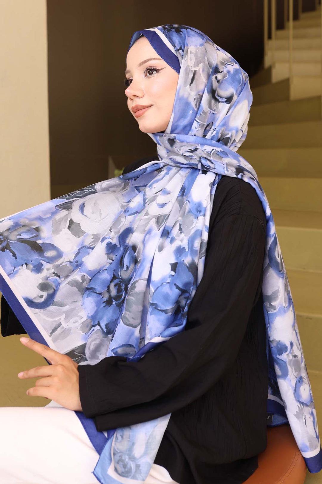 BNG Women Patterned Scarf Navy İpk113 - Tooele