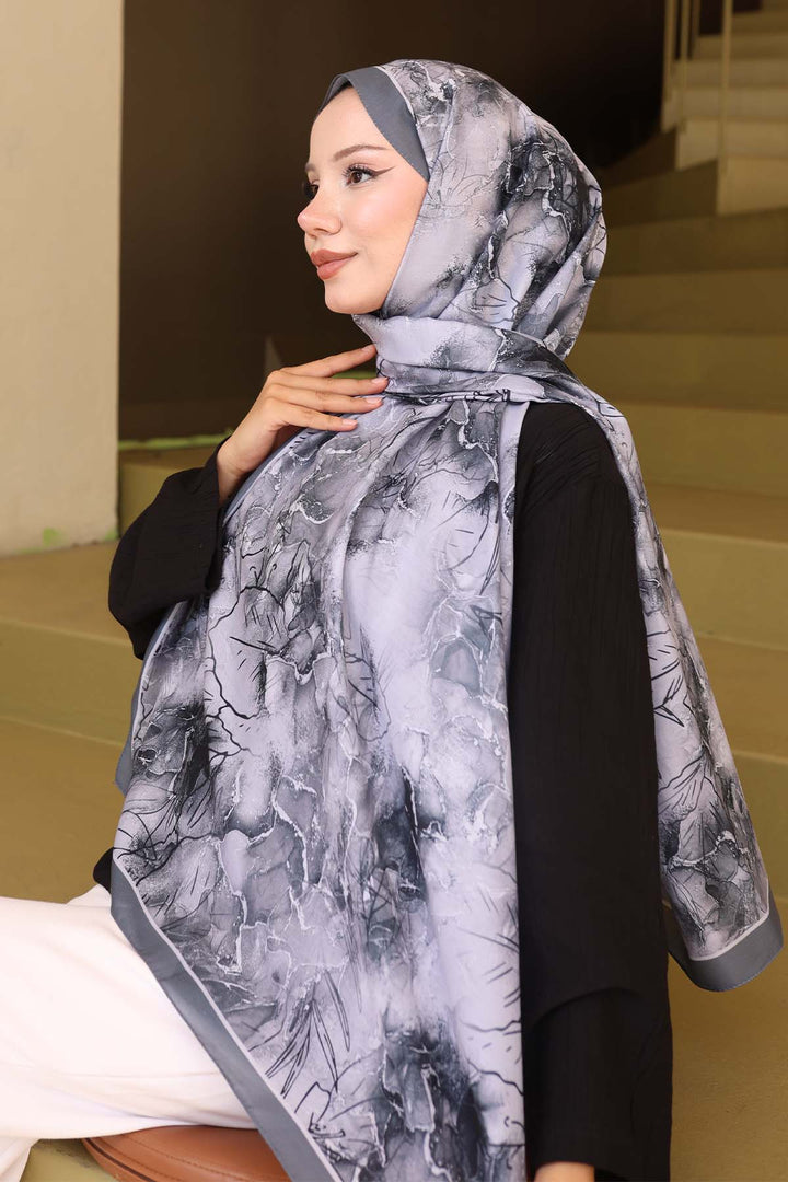 BNG Women Patterned Scarf Anthracite-Grey İpk114 - Morgan Hill