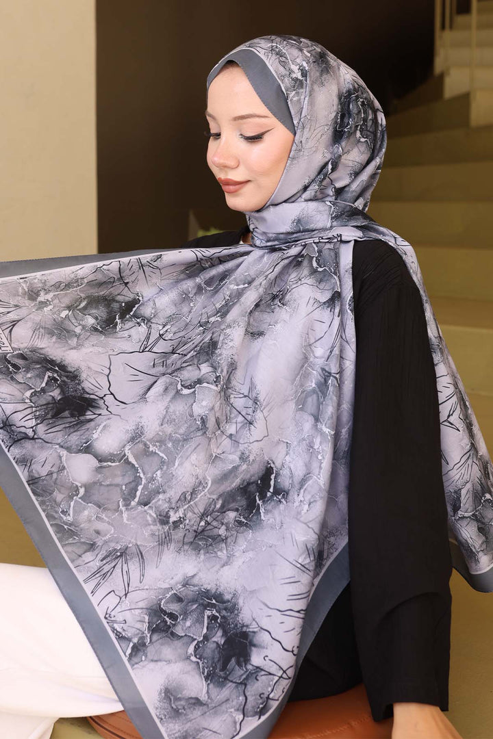 BNG Women Patterned Scarf Anthracite-Grey İpk114 - Morgan Hill