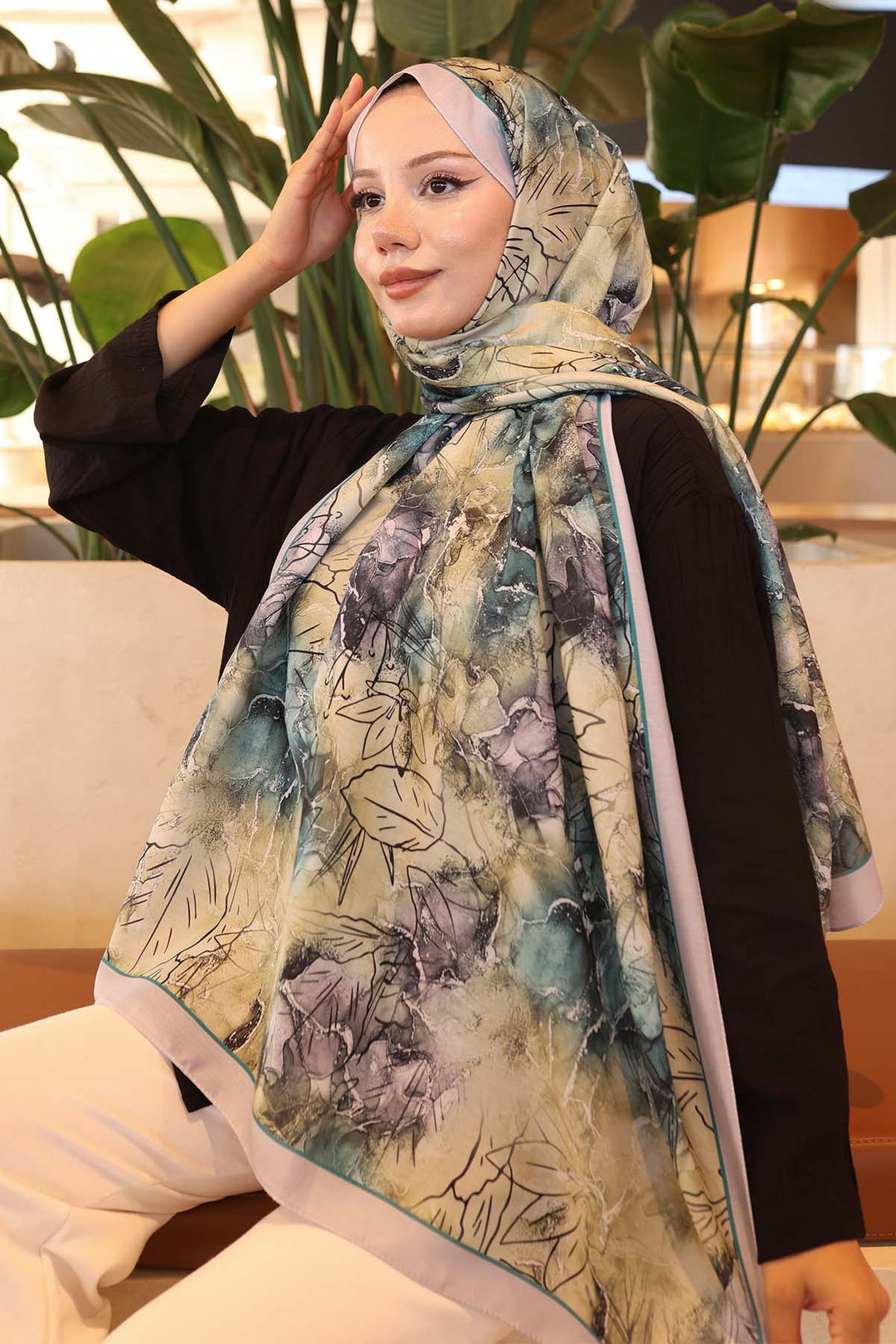 BNG Women Patterned Scarf Gray İpk114 - Downers Grove