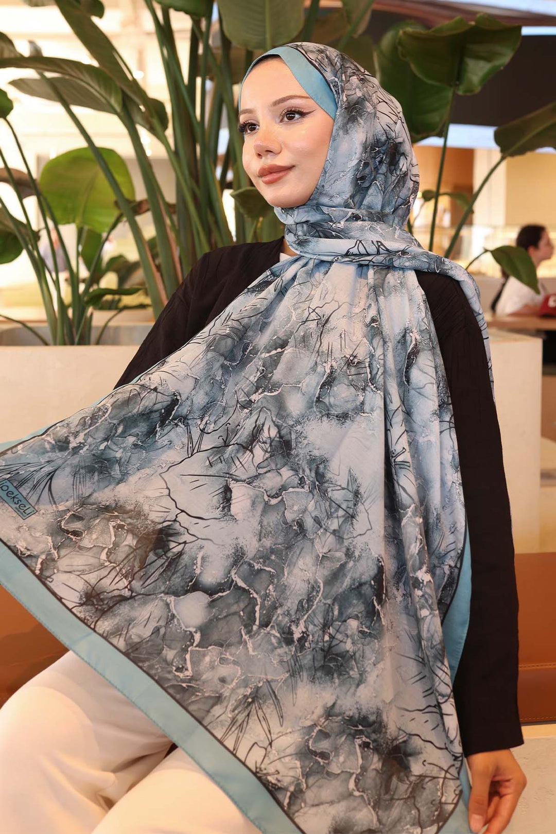 BNG Women Patterned Scarf Turquoise İpk114 - Deltona