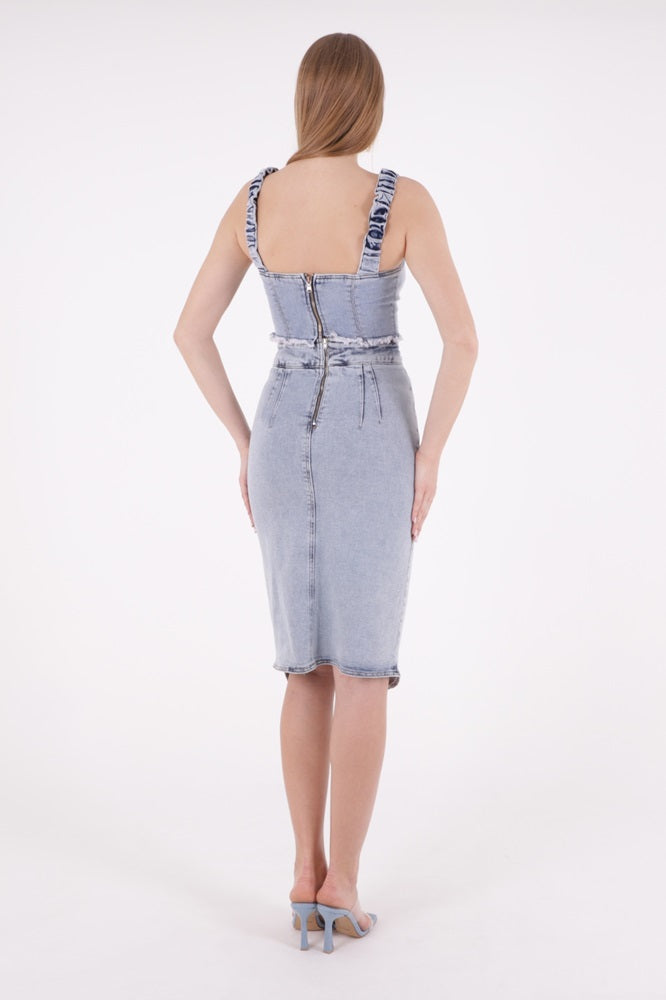 XLJ Asymmetric Medium Denim Skirt with Front Darts and Side Slit Mixed - Savigny-sur-Orge