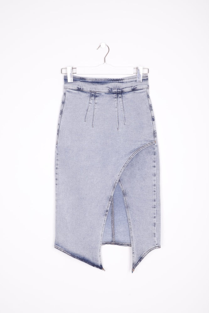 XLJ Asymmetric Medium Denim Skirt with Front Darts and Side Slit Mixed - Savigny-sur-Orge