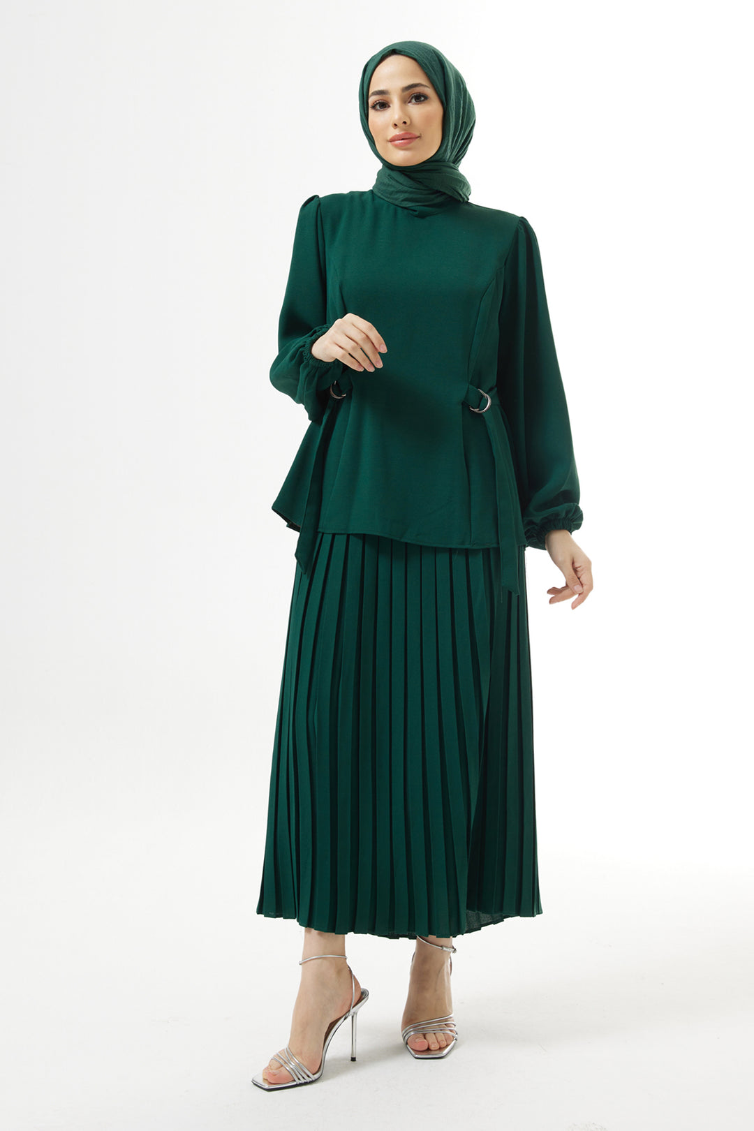 ZRF Women Pleated Skirt Suit - Emerald - Union City