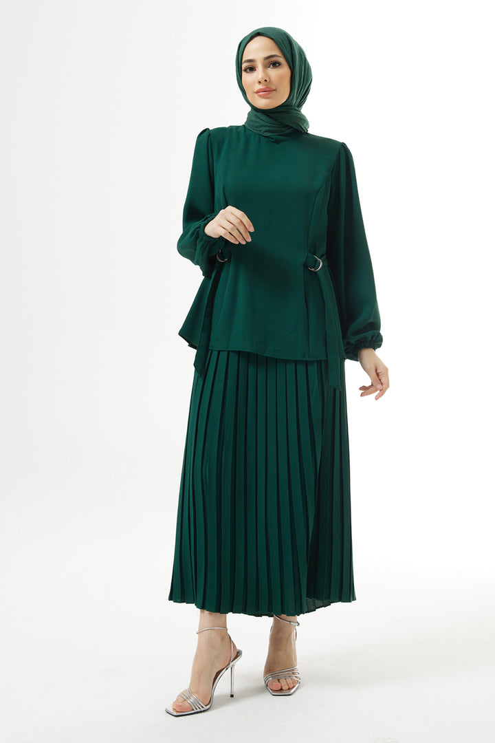 ZRF Women Pleated Skirt Suit - Emerald - Union City