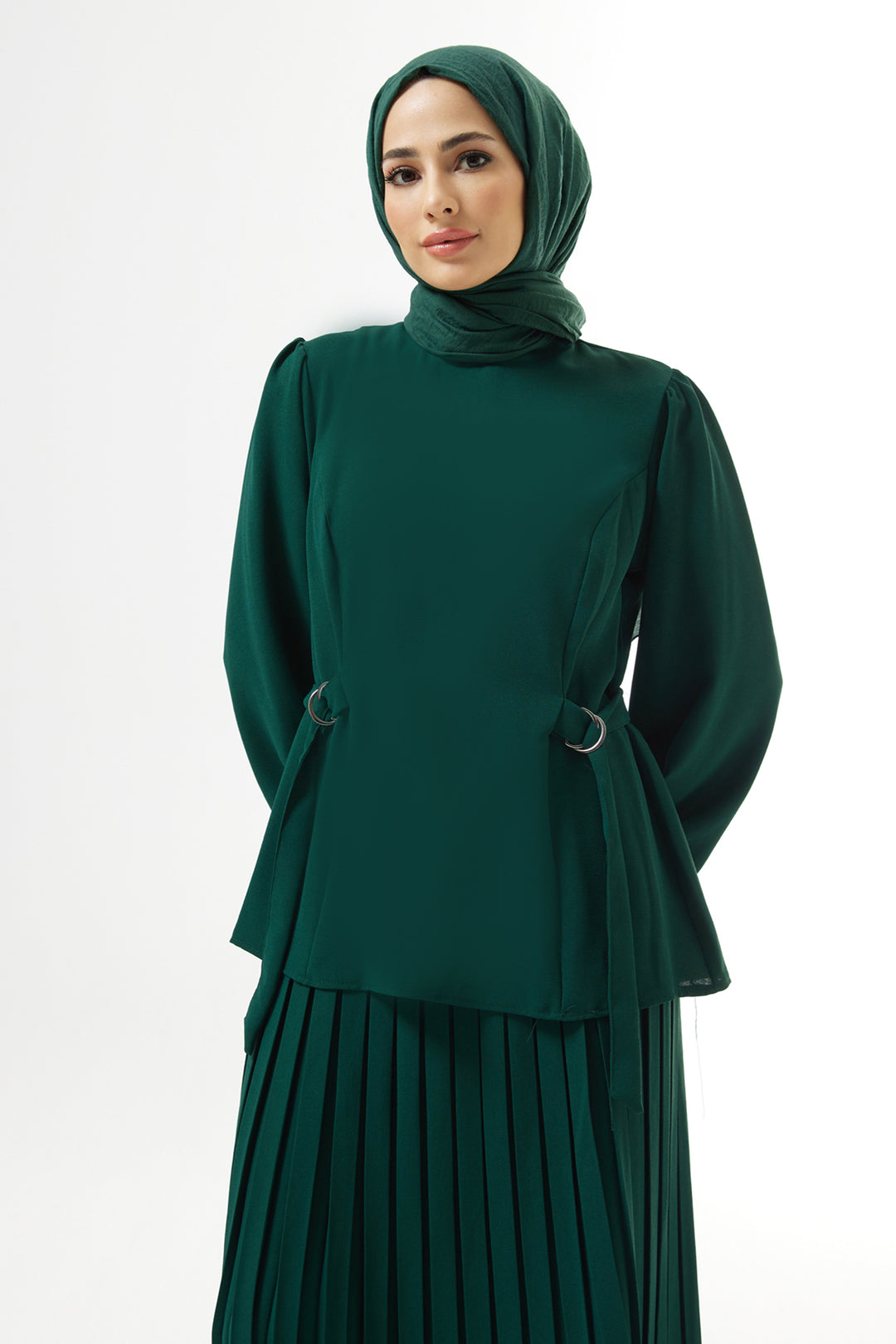 ZRF Women Pleated Skirt Suit - Emerald - Union City
