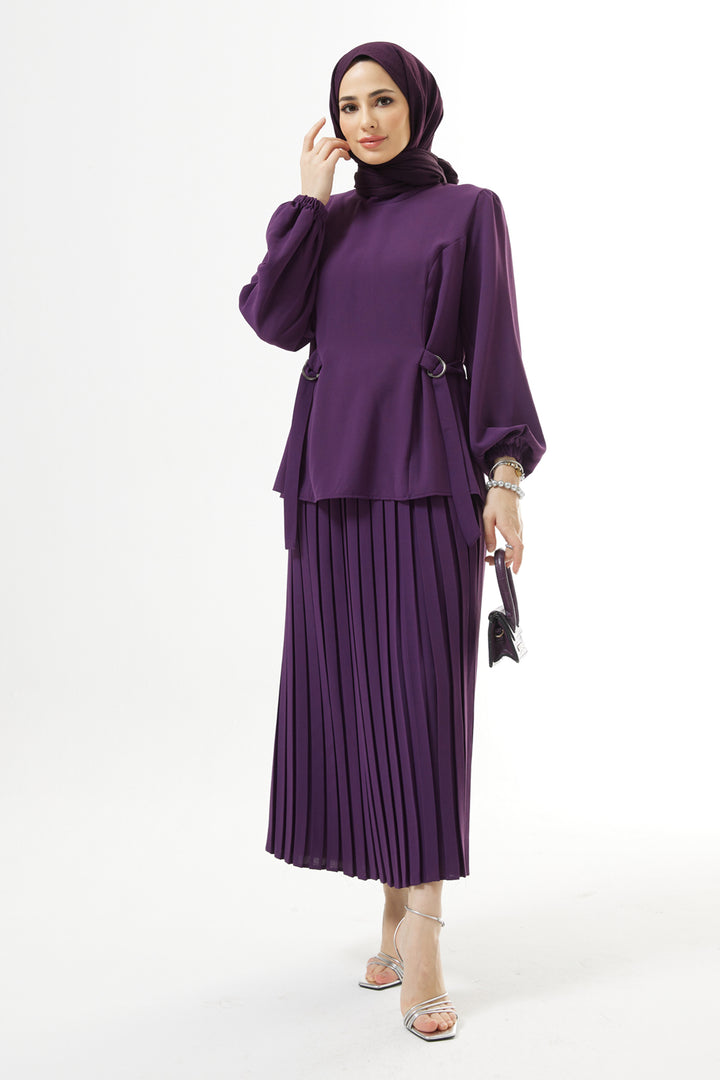 ZRF Women Pleated Skirt Suit - Purple - Zaventem