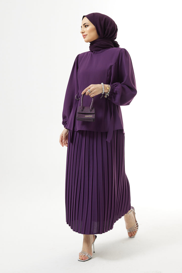 ZRF Women Pleated Skirt Suit - Purple - Zaventem