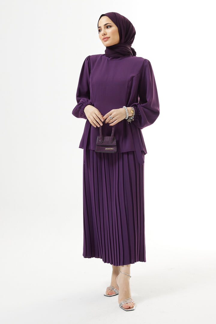 ZRF Women Pleated Skirt Suit - Purple - Zaventem