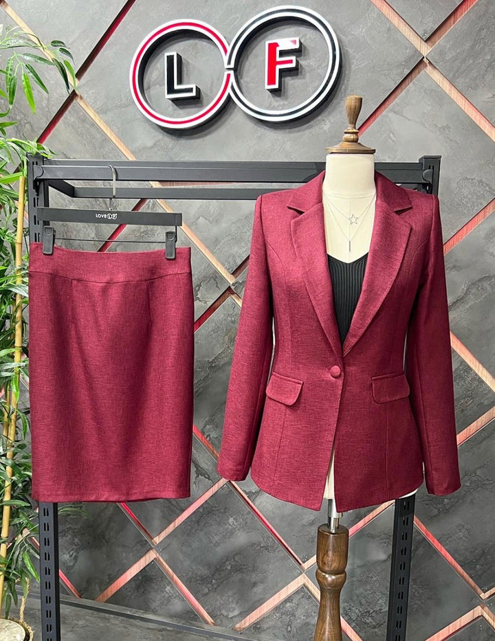 NDL Women Skirted Coat Women's Suit Burgundy - Unna