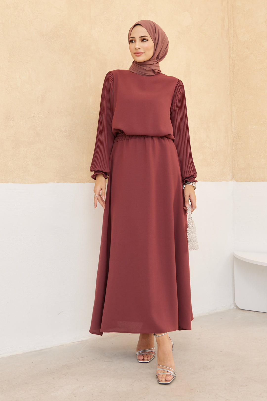 ZRF Women Sleeved Pile Skirt Tunic Set - Rose Pink - Xalapa