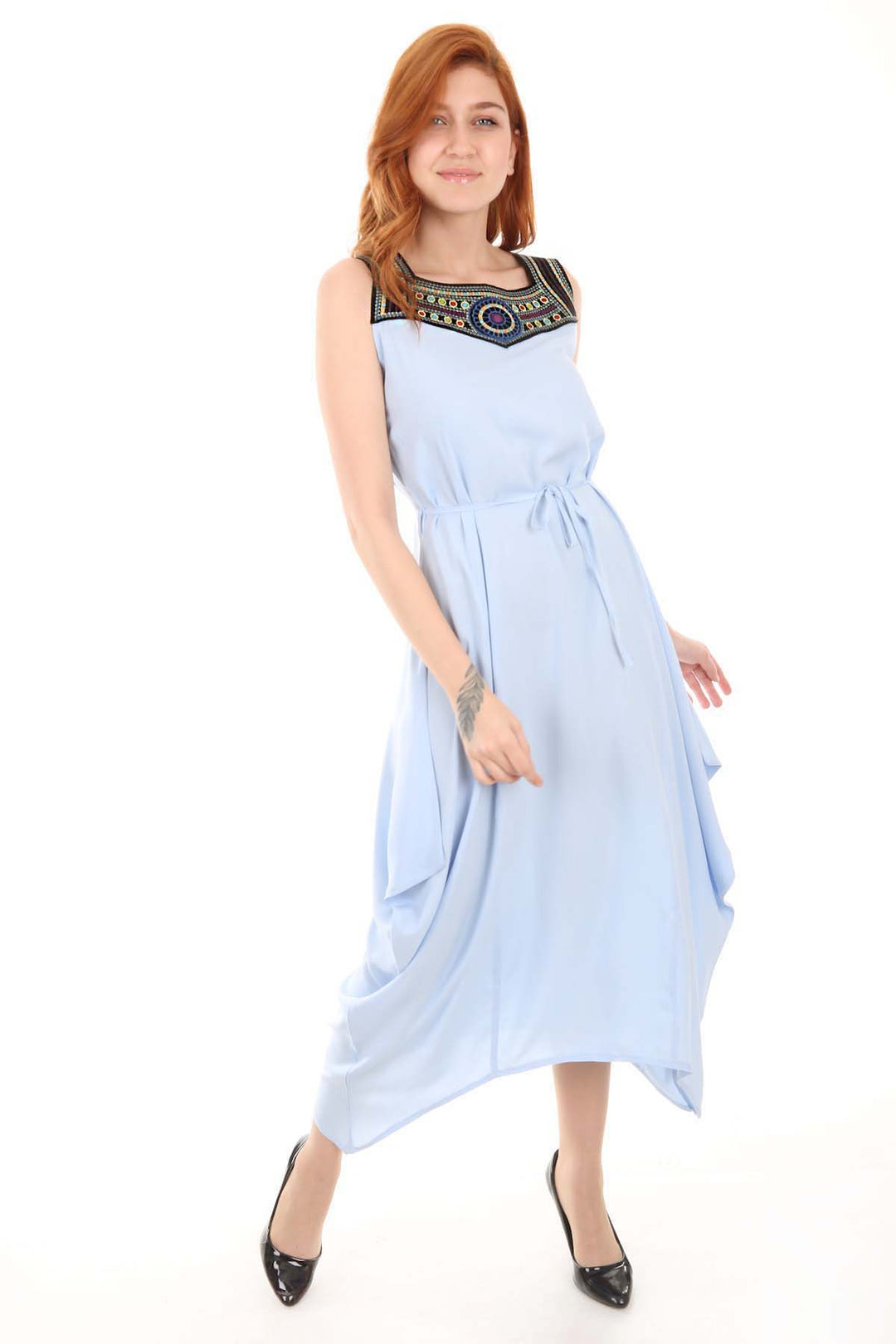 BGD Women Dress with Embroidery - Blue - Avondale