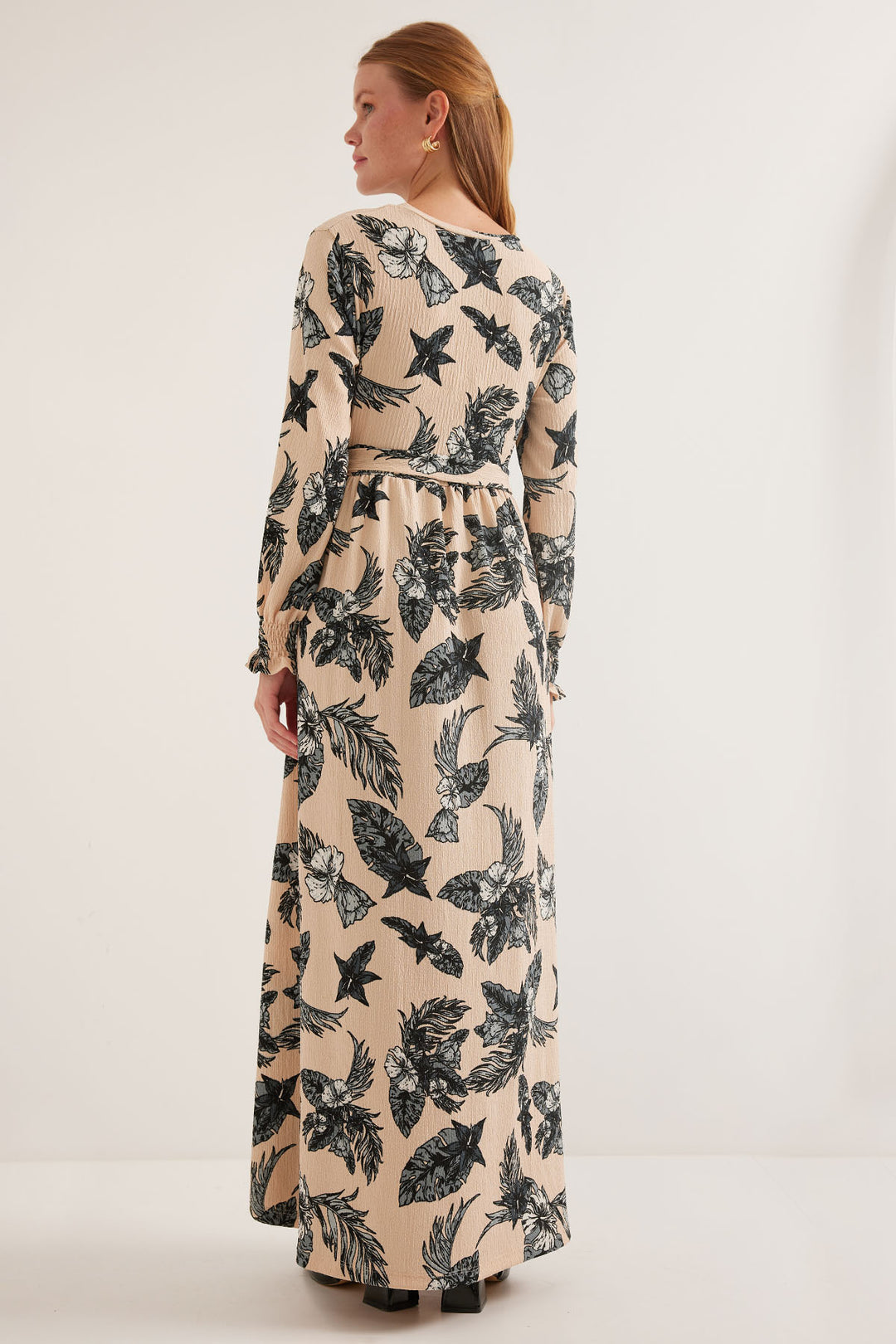 BGD Women Woman Anthracite Cream Patterned Knitted Hijab Dress 1525 - Avondale