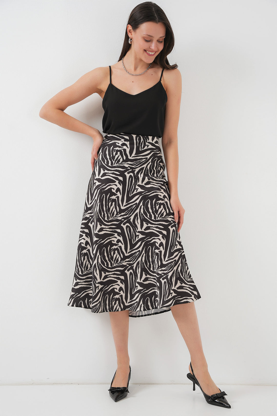 BGD Women Satin Skirt - Light Beige - Marino
