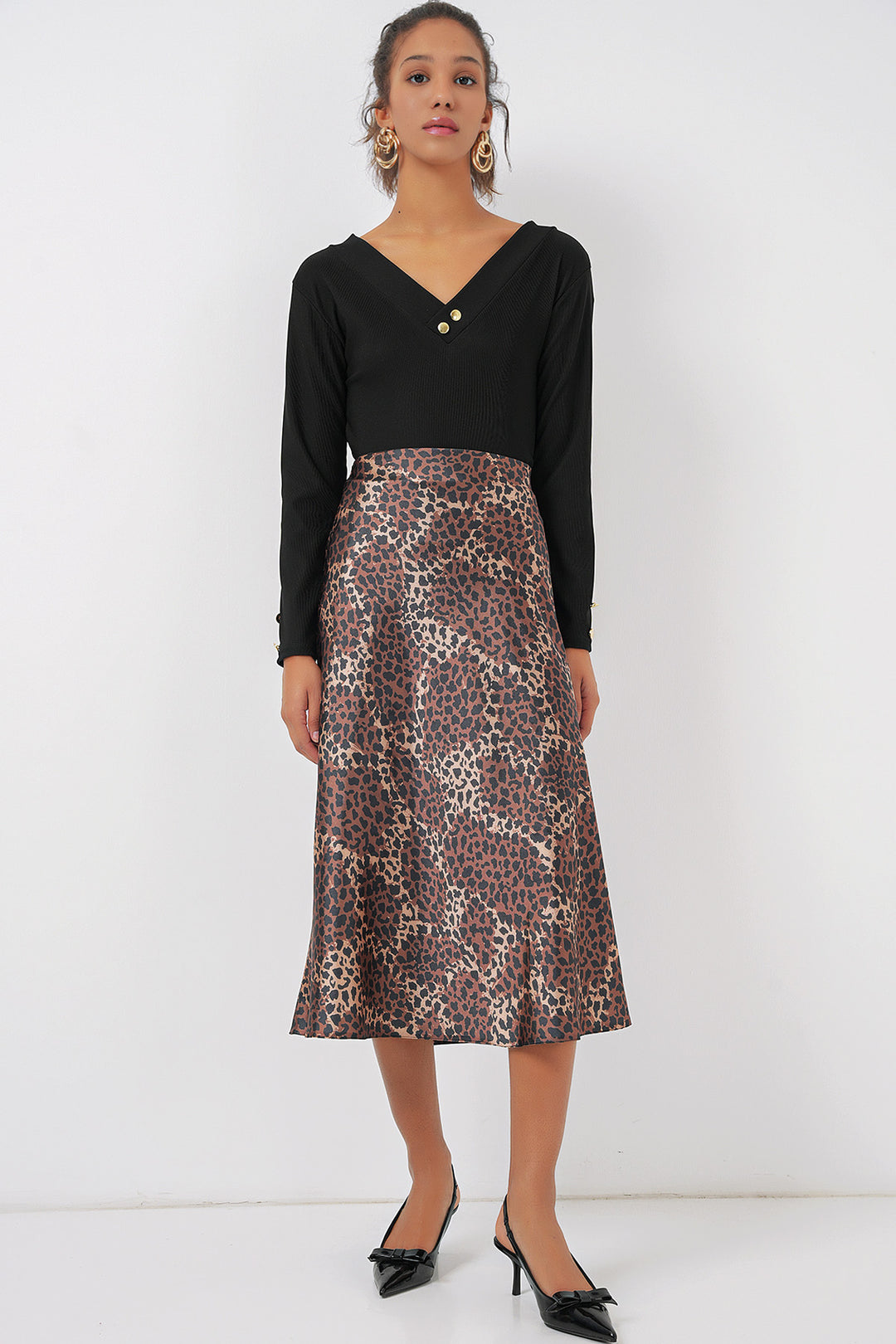 BGD Women Satin Skirt - Brown - Goes