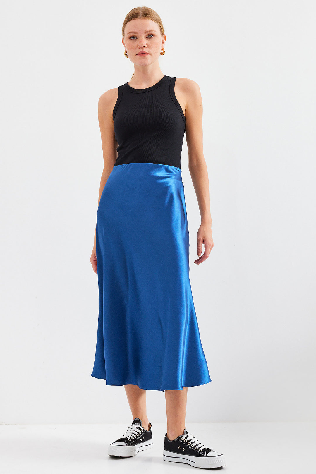 BGD Women Satin Skirt - Sax - Playas de Rosarito