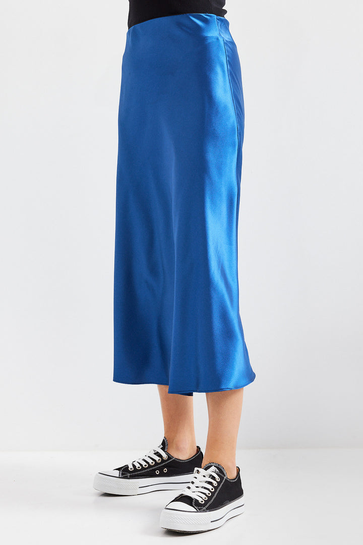 BGD Women Satin Skirt - Sax - Playas de Rosarito