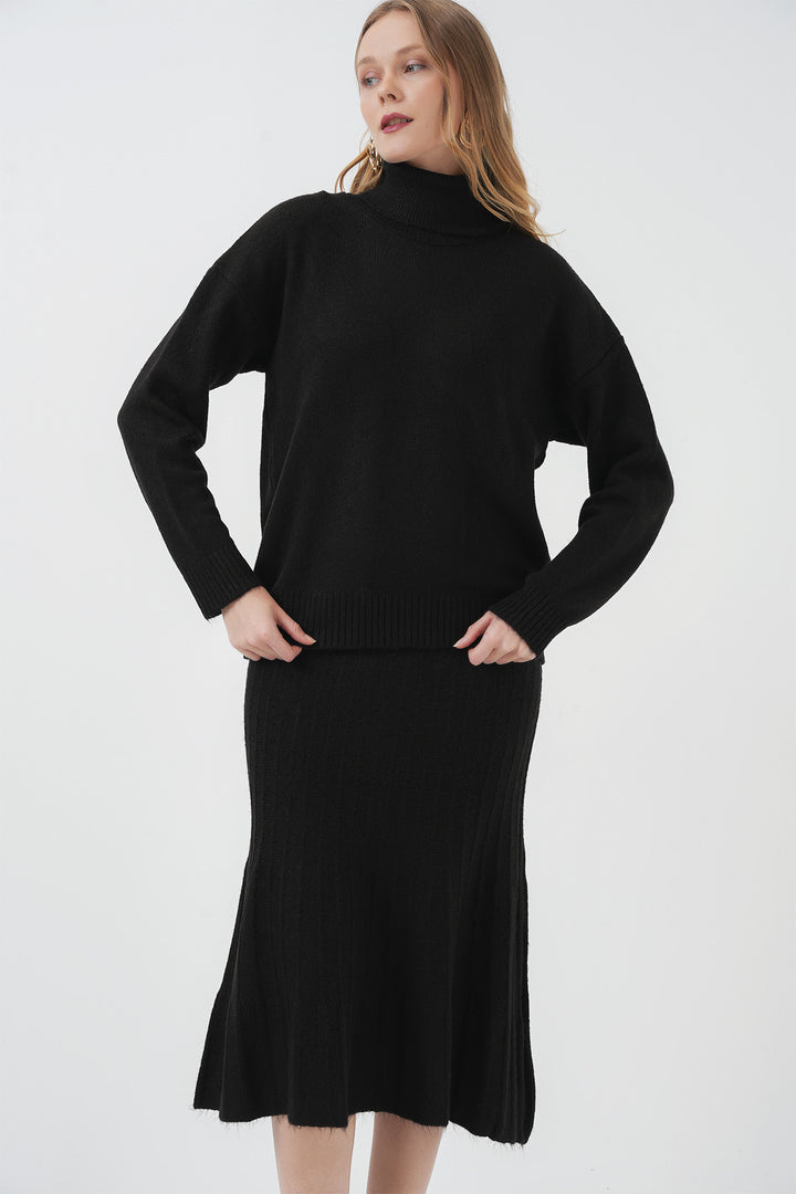 BGD Women Kazakh Skirt Knit Set - Black - Valrico