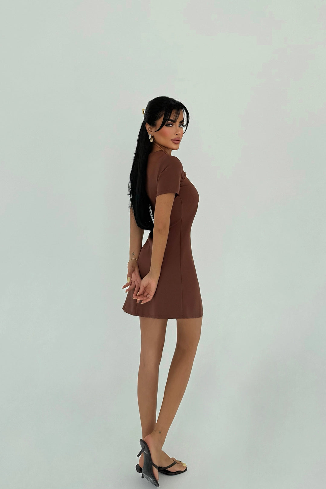 EYY Women Kahverengi Bağcıklı Mini Elbise - Alcobendas