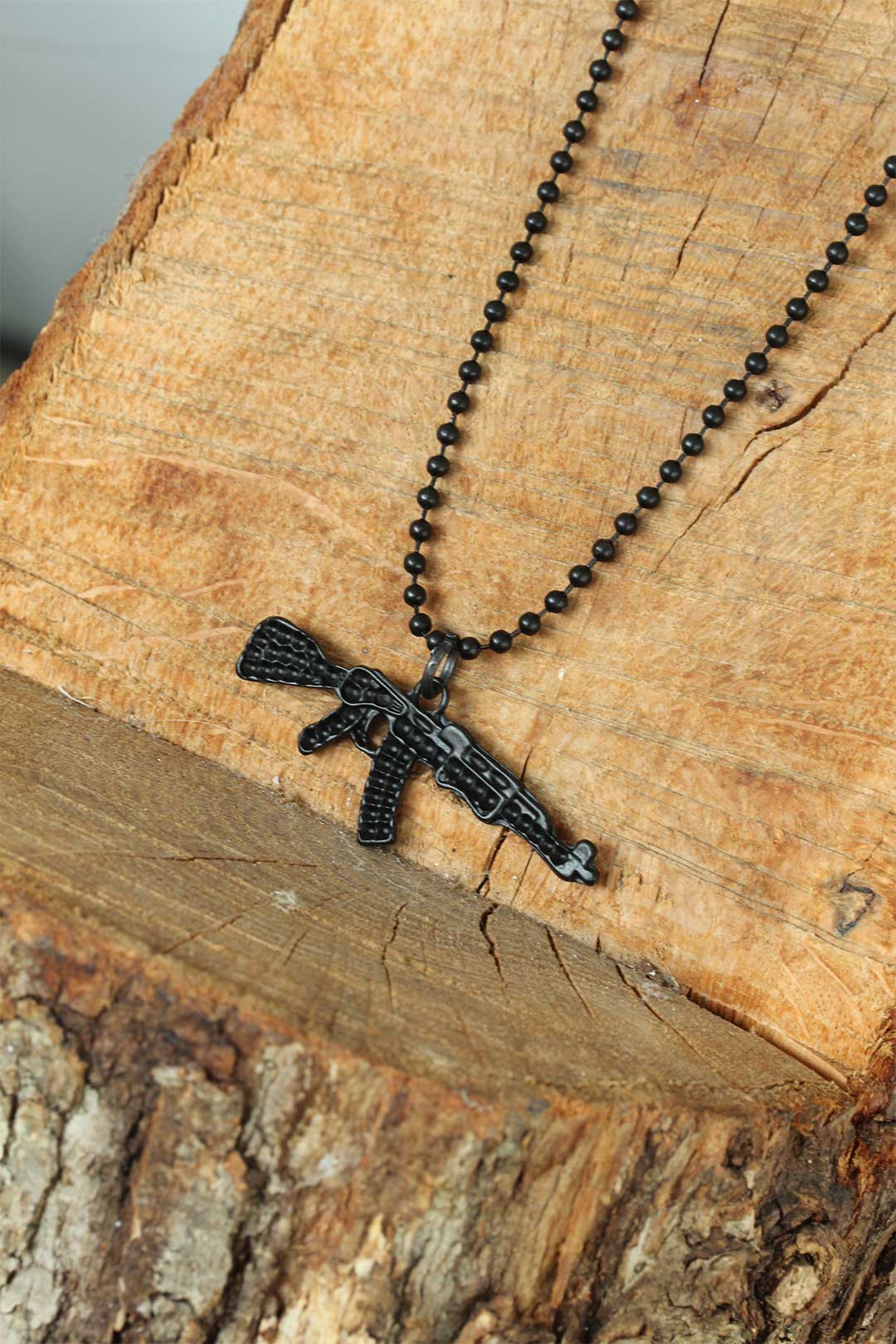 EBJ Chrome Plated Black Color Metal Gun Head Design Men's Necklace - Siegburg