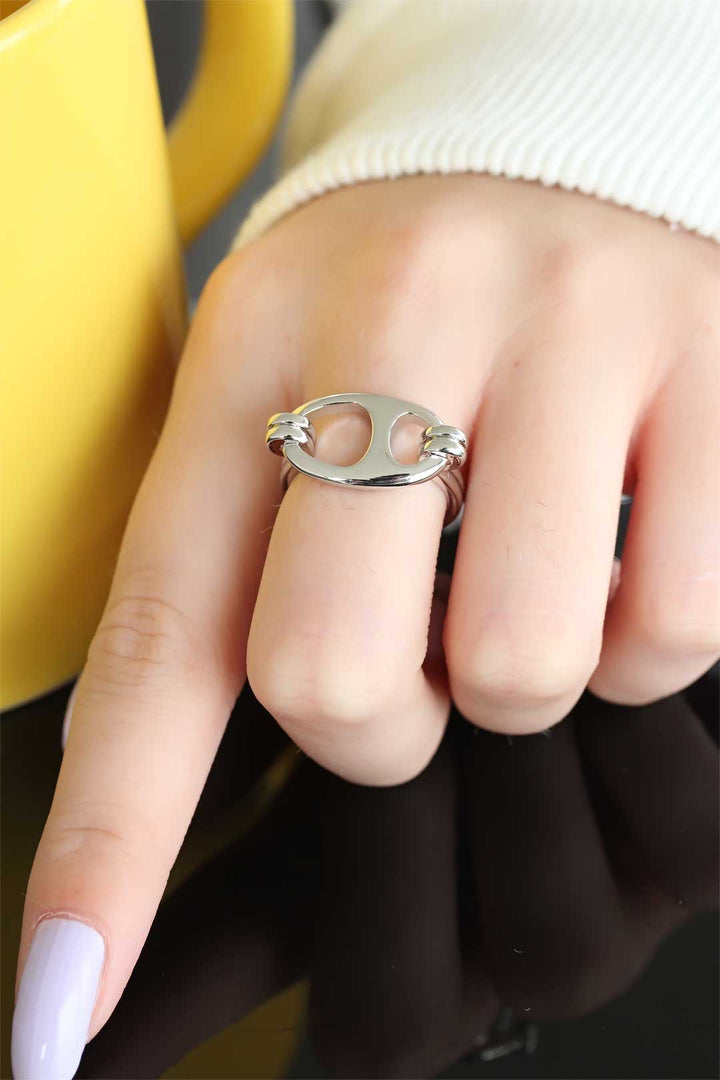 EBJ Non-Tarnish Steel Adjustable Silver Color Women's Ring - Dale City