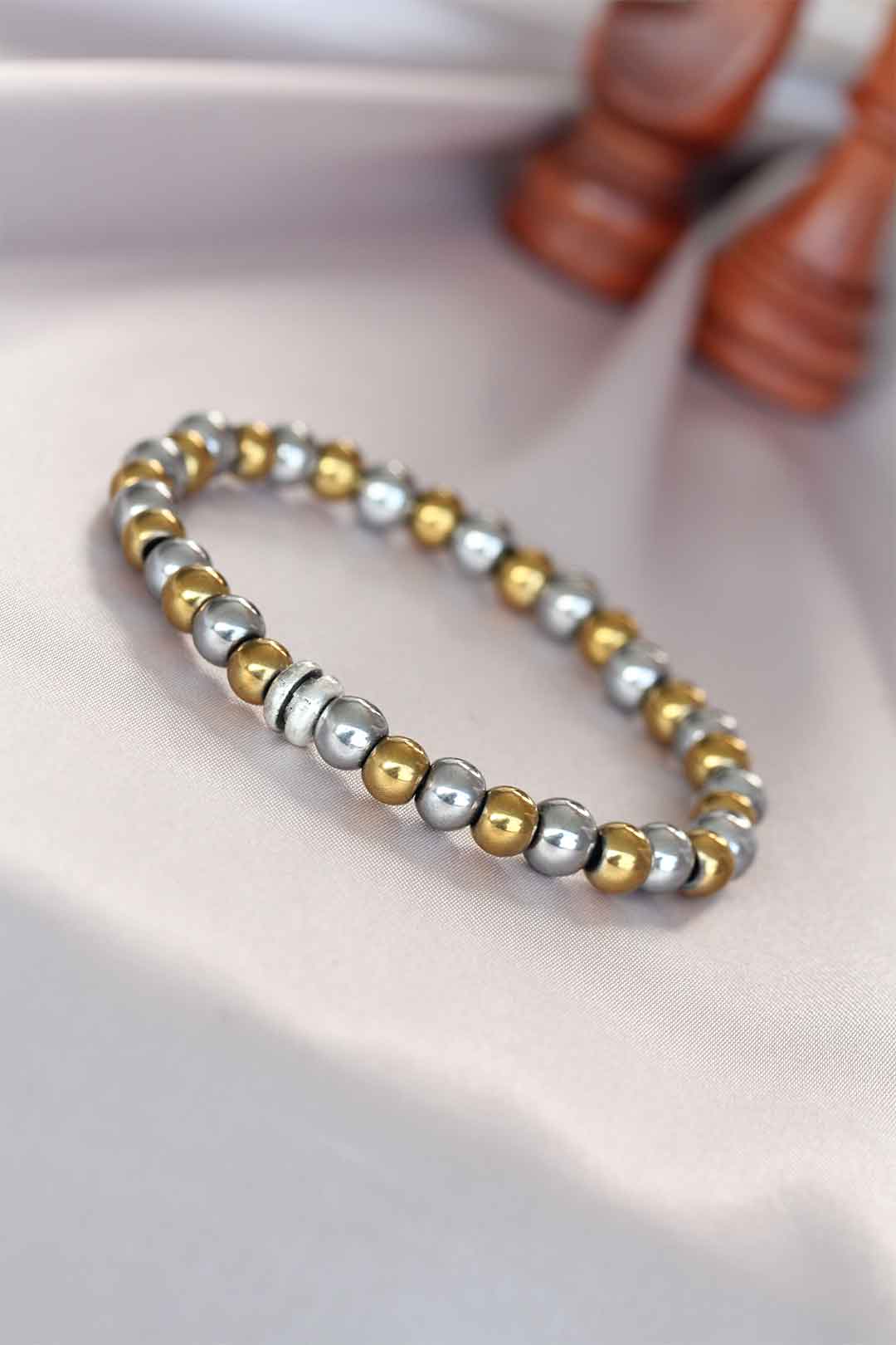 EBJ Hematite Silver Gold Color Natural Stone Men's Bracelet - Ciudad Guzmán