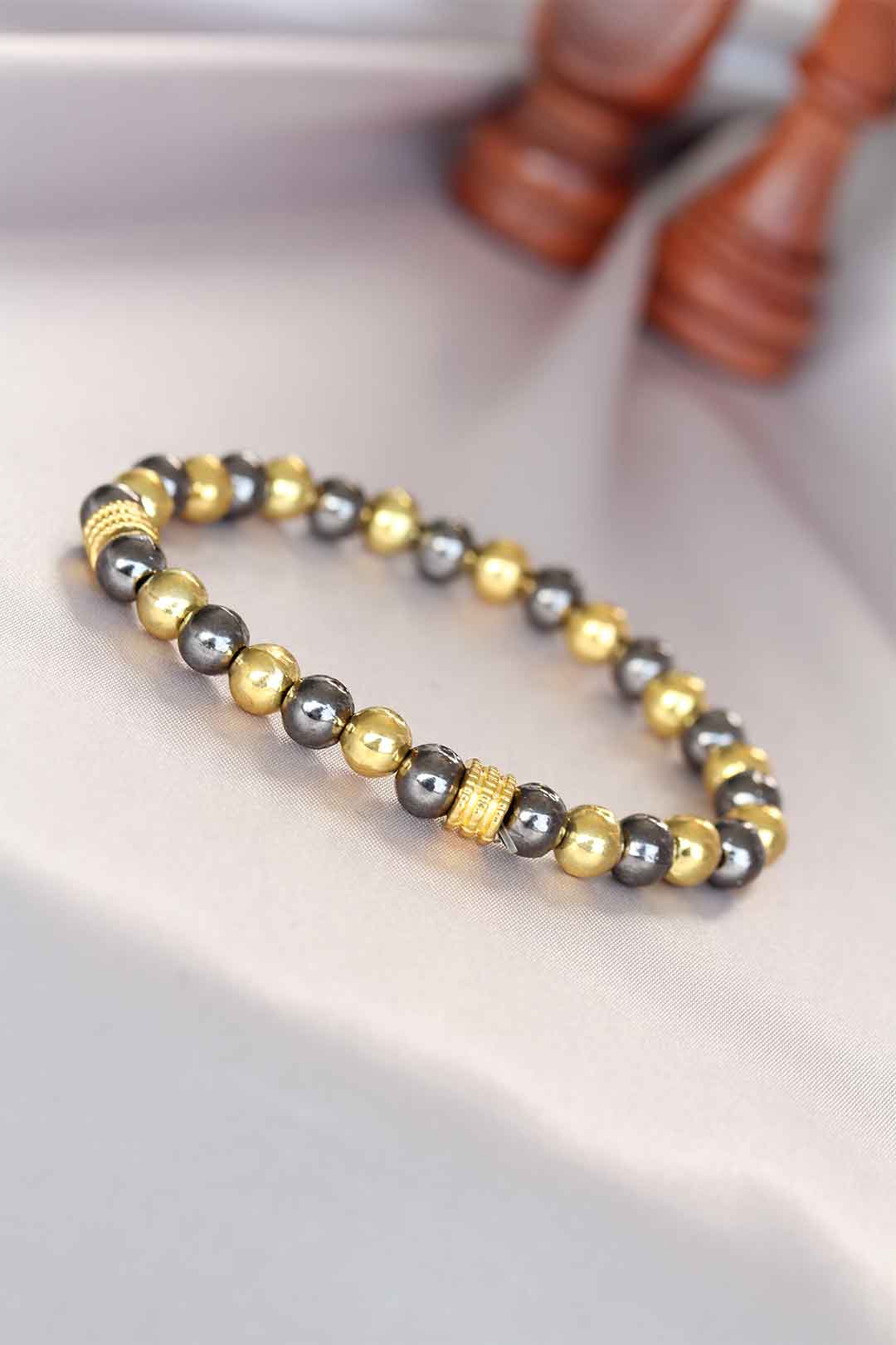 EBJ Hematite Smoky Gold Color Natural Stone Men's Bracelet - Fort Lauderdale