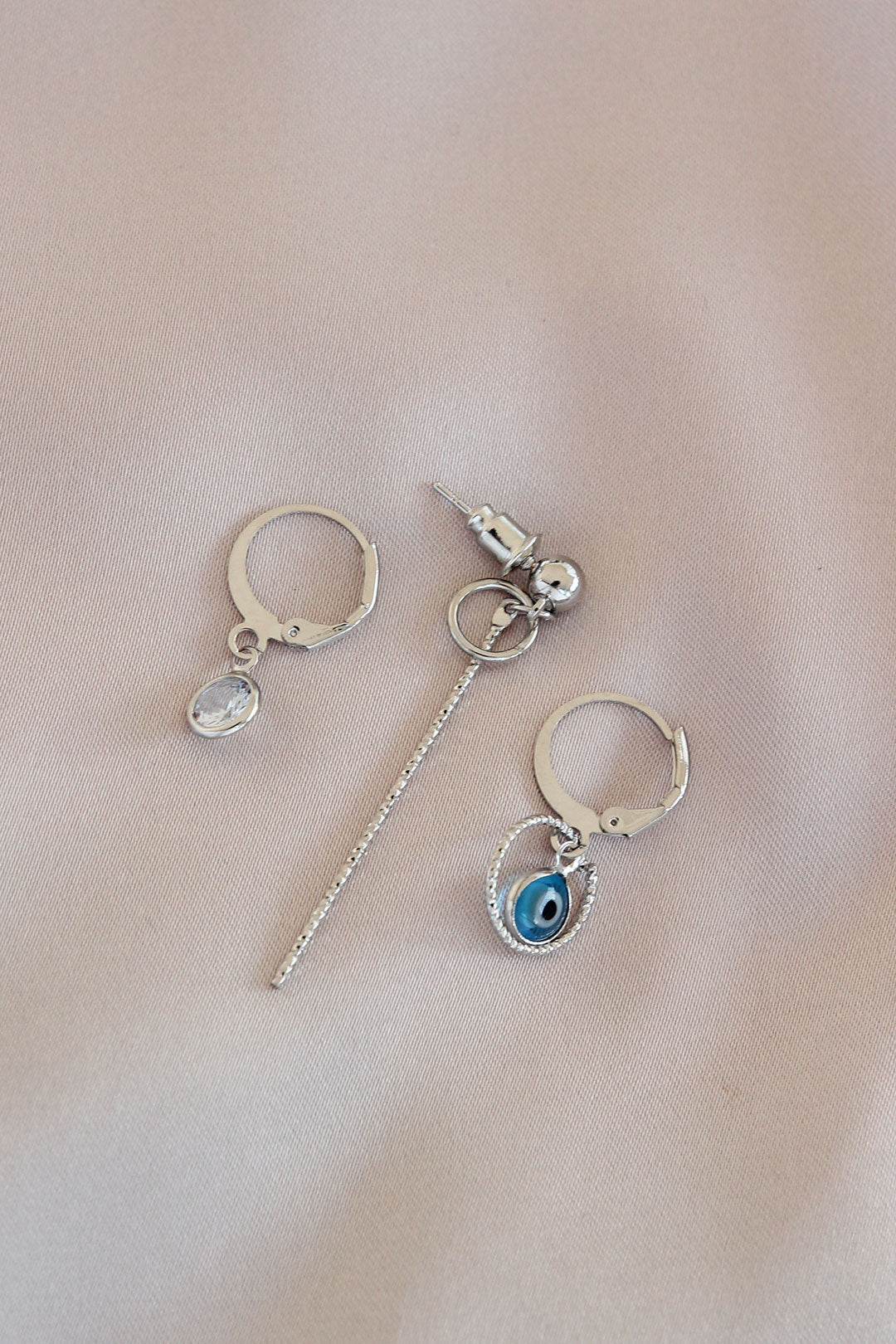 EBJ Silver Color Evil Eye Metal Earring Set - Aprilia