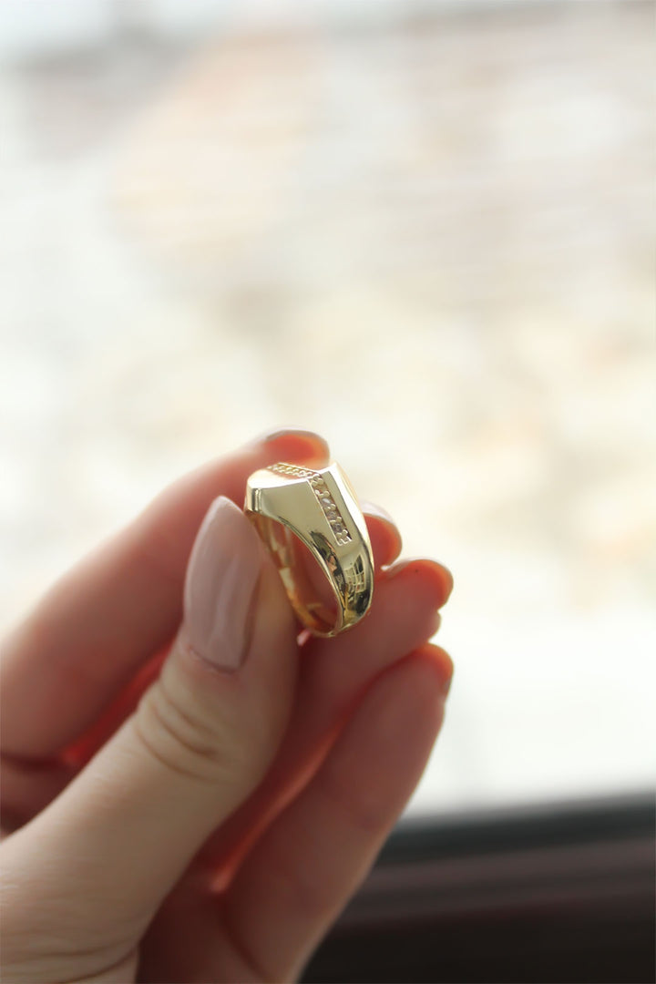 EBJ Punta Zircon Stone Gold Plated Women's Ring - Newark