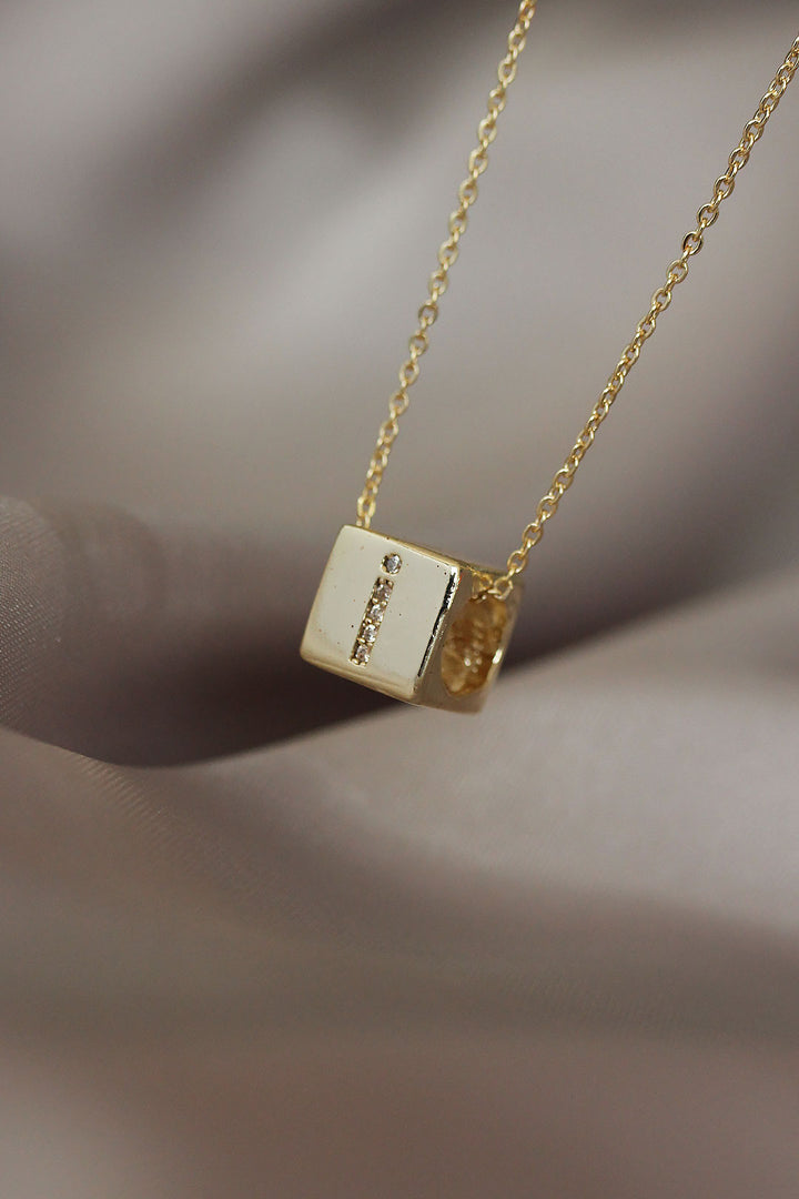 EBJ Cube Model Gold Color Zircon Stone Letter I Necklace - Leavenworth