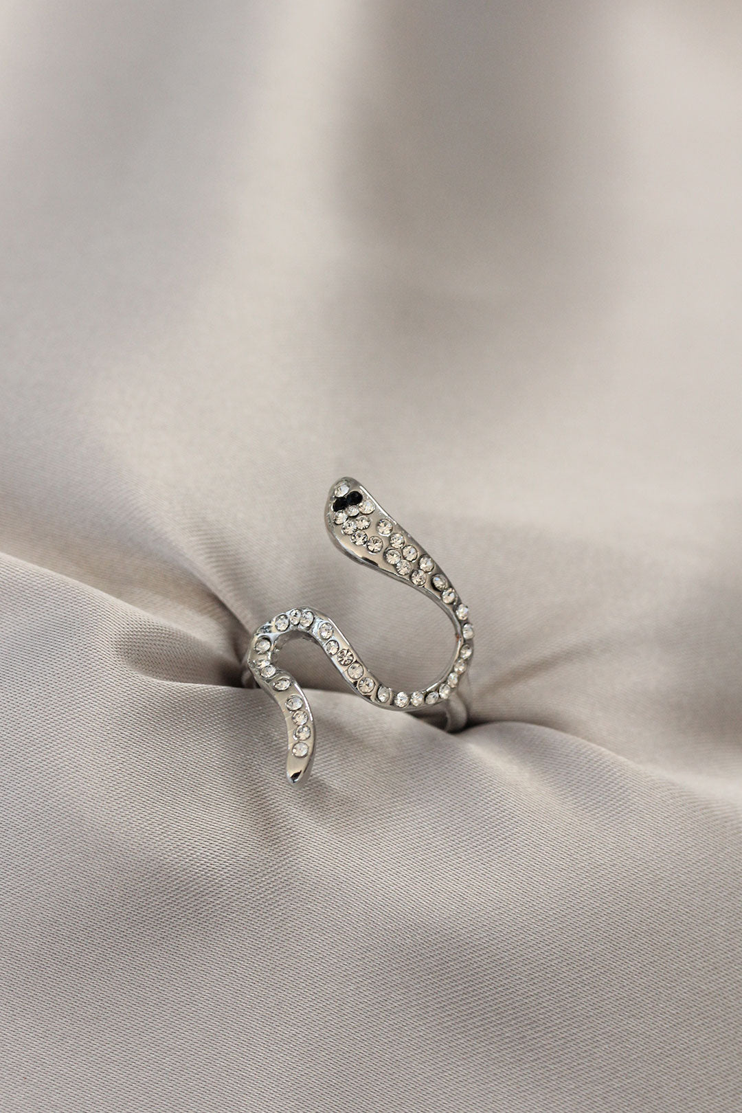 EBJ Silver Color Snake Ring with Zircon Stone - Almería
