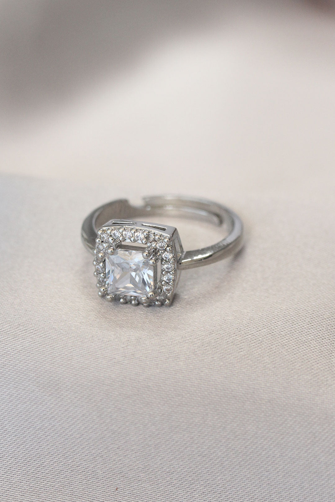 EBJ Silver Color Baguette and Square Ring with Zircon Stone - Santa Rosa