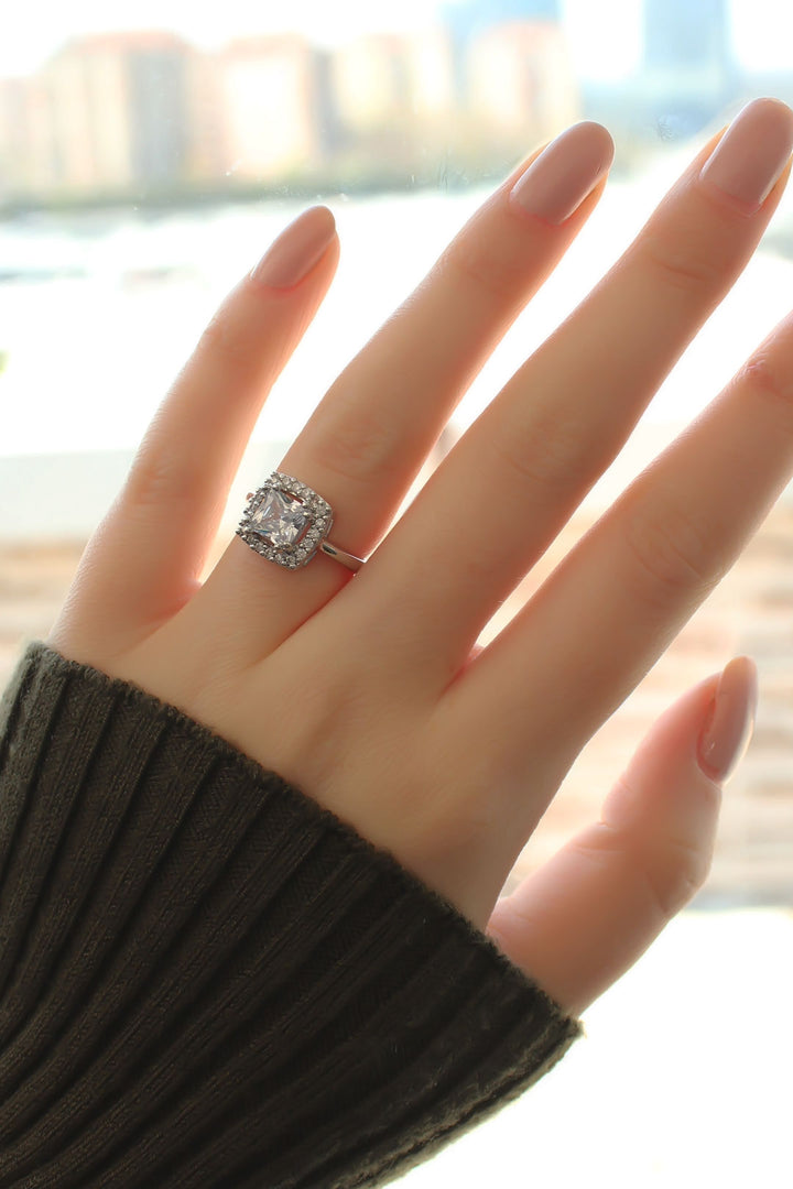 EBJ Silver Color Baguette and Square Ring with Zircon Stone - Santa Rosa