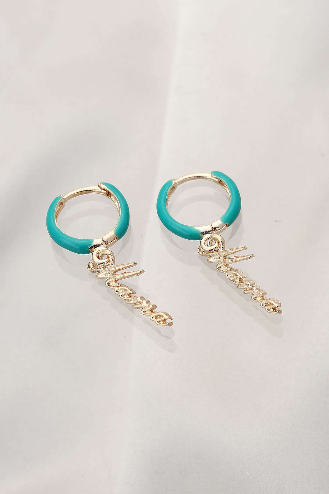 EBJ Turquoise Mama (mother) Engraved Steel Earrings - Ilkeston