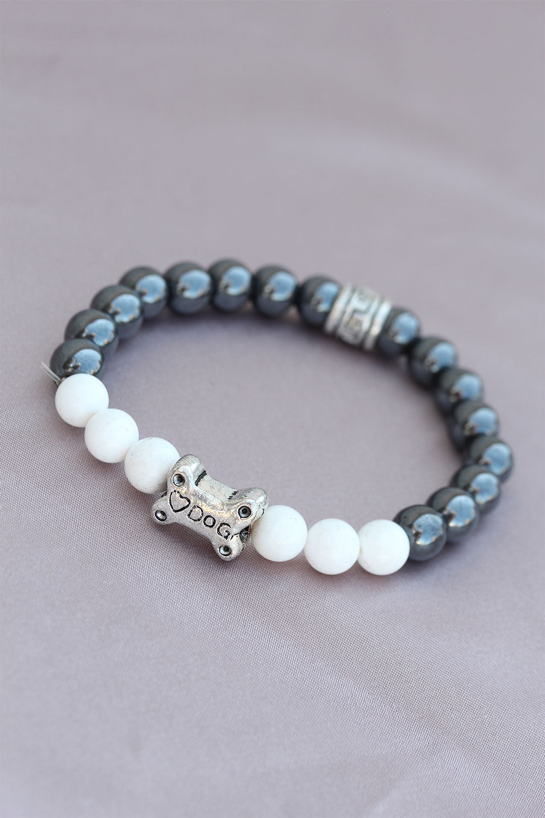 EBJ DOG Written White Smoke Natural Stone Designed Men's Bracelet - Vólos
