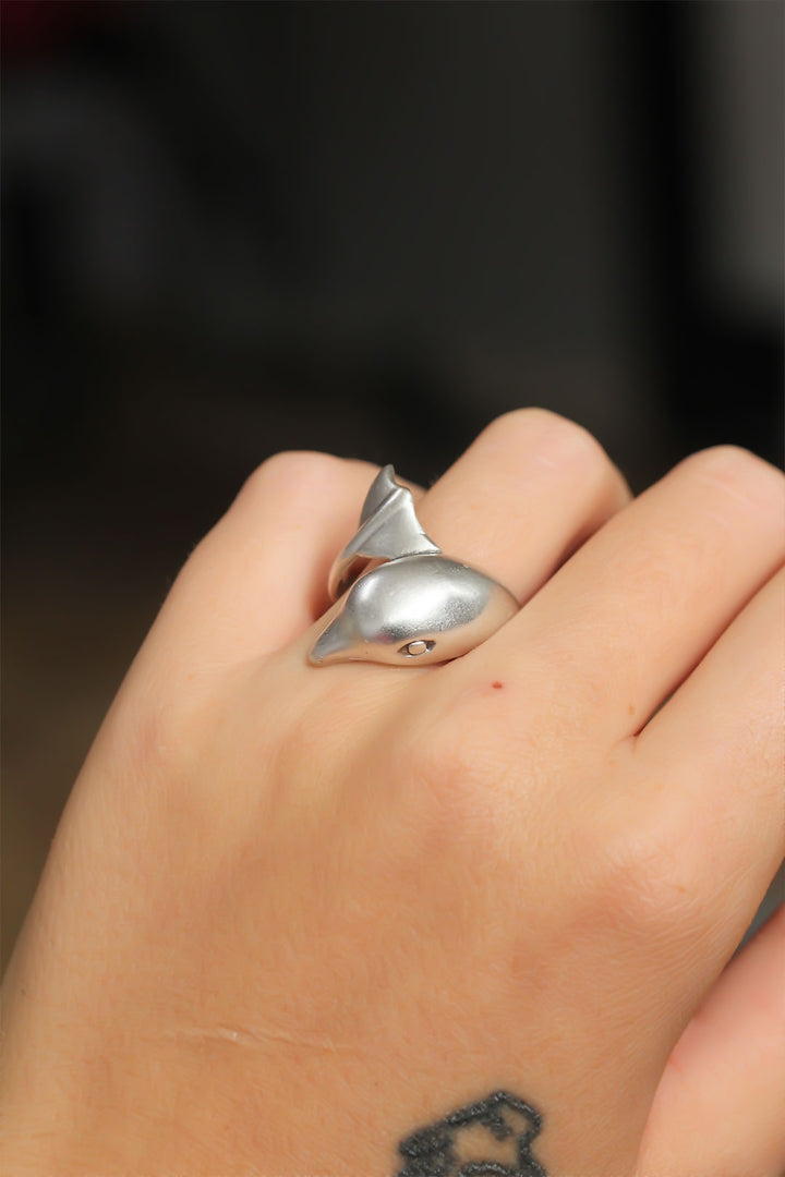 EBJ Adjustable Women's Ring with Authentic Dolphin Fish Design - Magdeburg