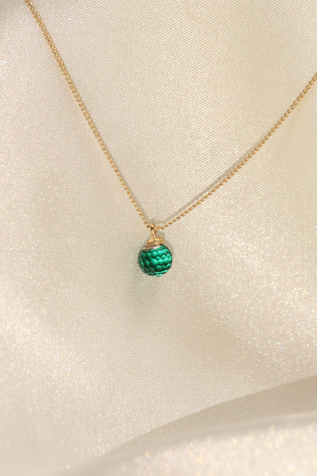 EBJ Minimalist Sphere Necklace with Green Zircon Stone - Telde