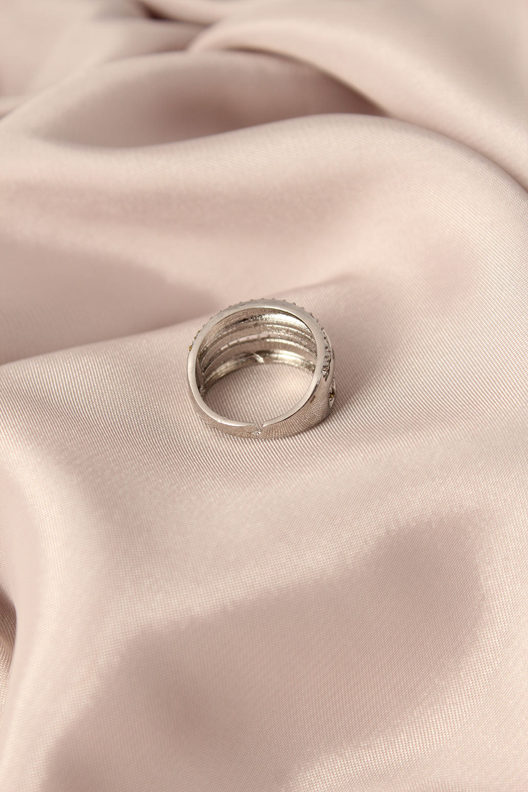 EBJ Silver Color Metal Adjustable Women's Ring with Zircon Stone - Wagga Wagga