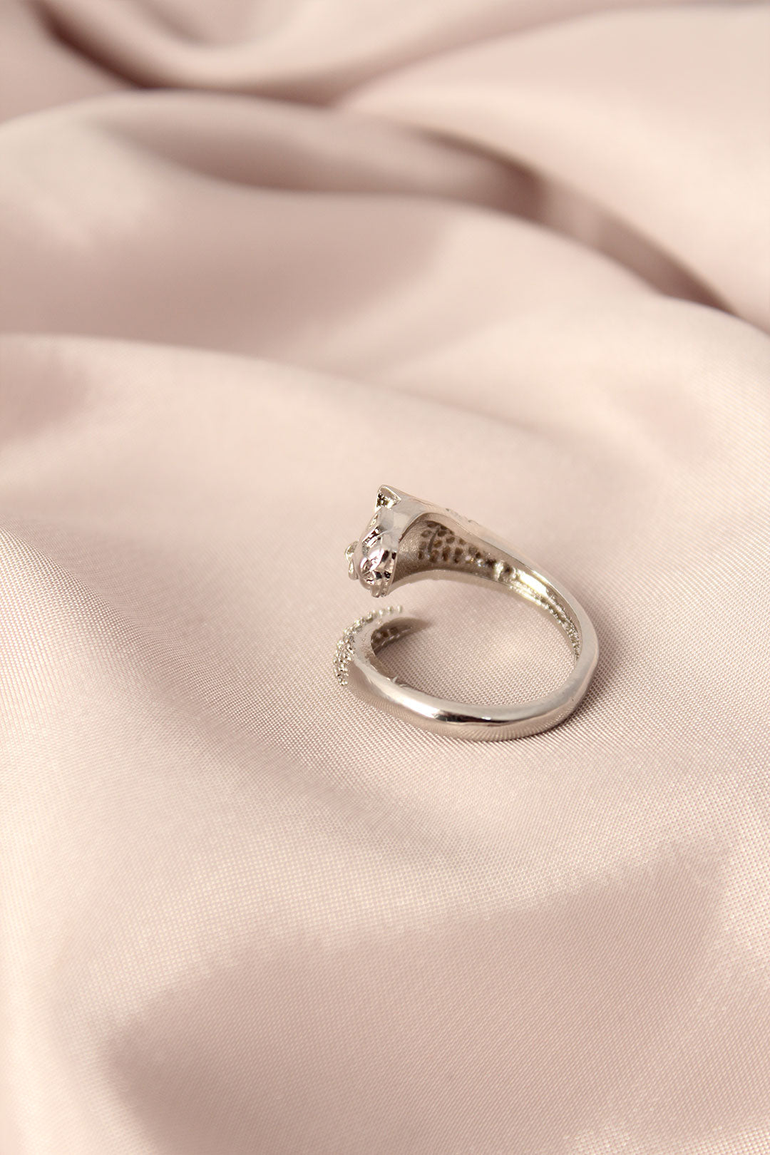 EBJ Silver Color Metal Zircon Stone Leopard Model Adjustable Women's Ring - Aliso Viejo
