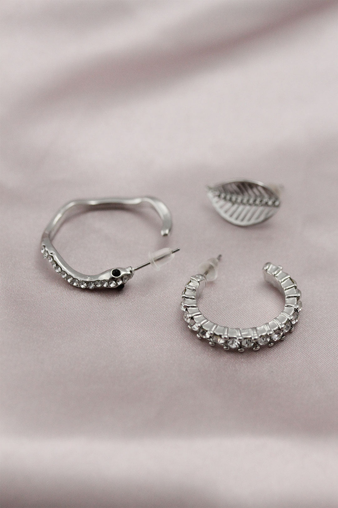 EBJ Silver Color Metal Snake Model Women's Earring Set with Zircon Stone - Gosport