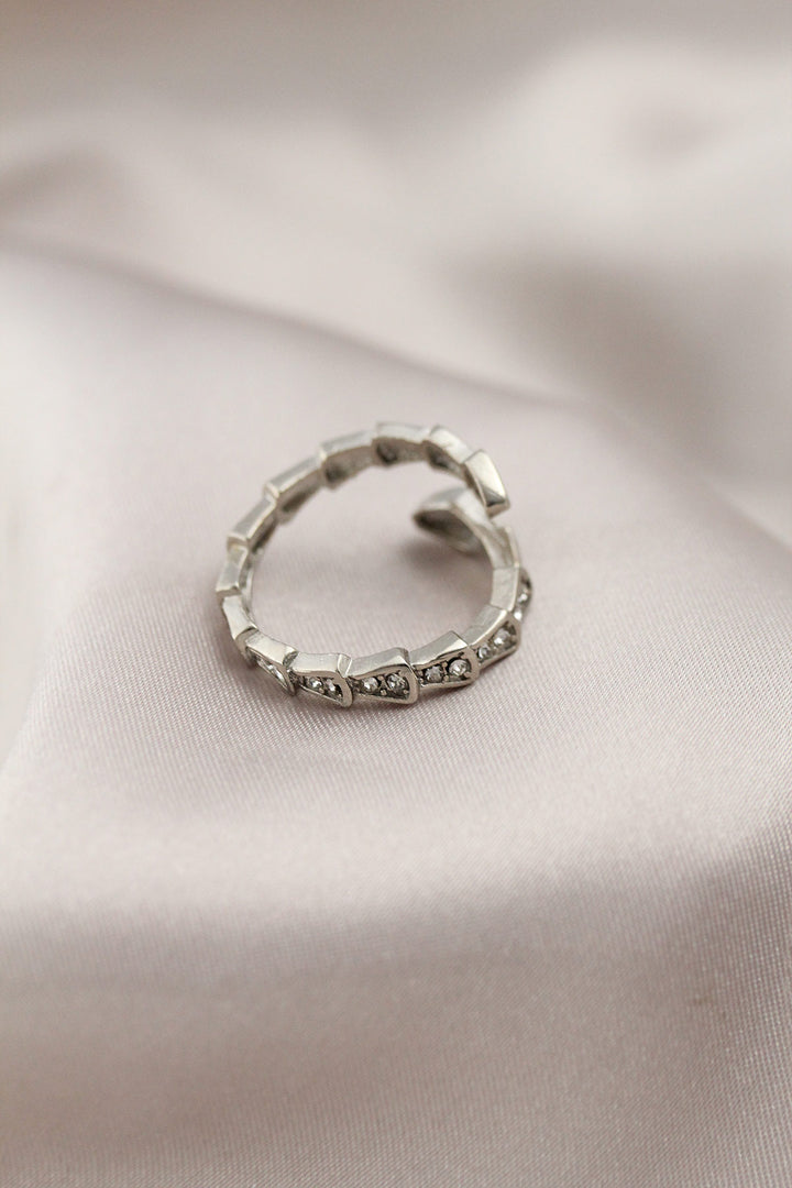 EBJ Silver Color Metal Snake Design Stone Women's Ring - Granadilla de Abona