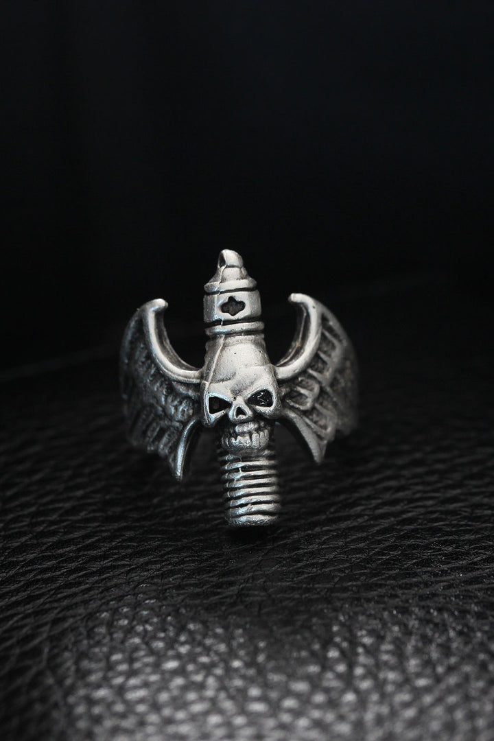 EBJ Adjustable Winged Skull Men's Ring - Bradford