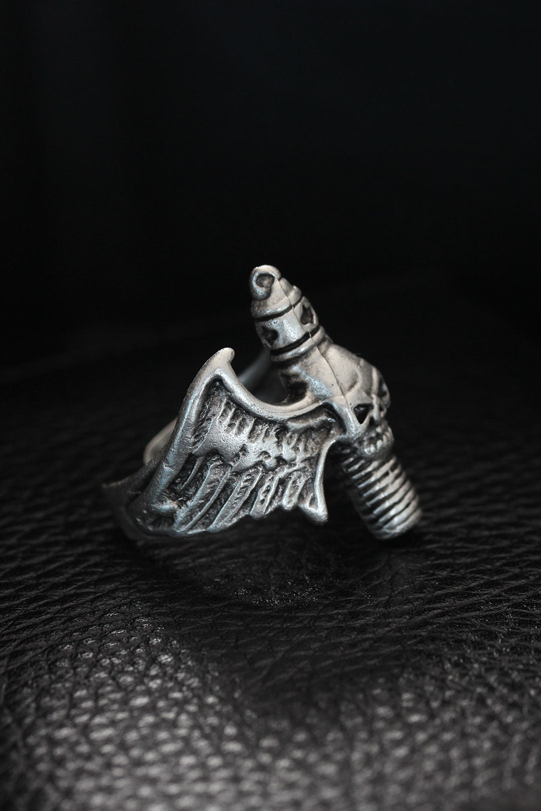 EBJ Adjustable Winged Skull Men's Ring - Bradford