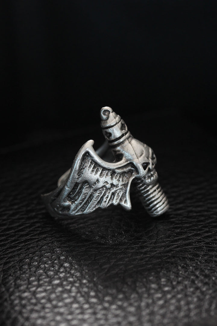 EBJ Adjustable Winged Skull Men's Ring - Bradford