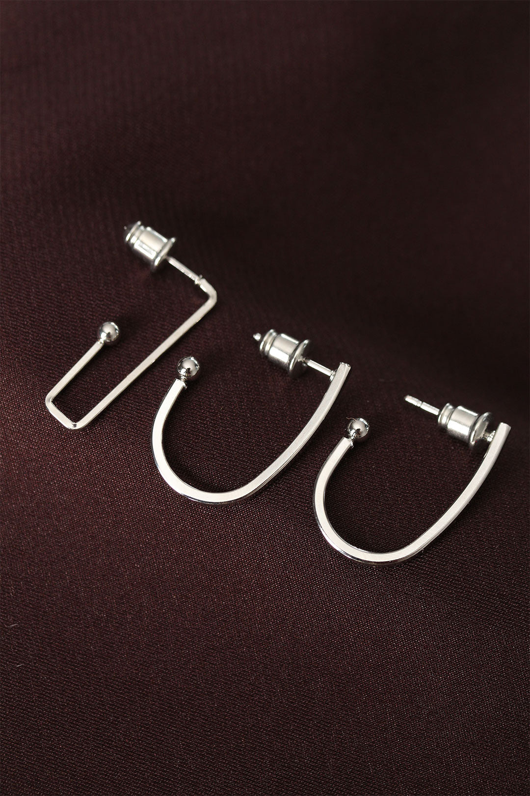 EBJ Earring Geometric Model Silver Color Metal Multiple Earrings - Niort
