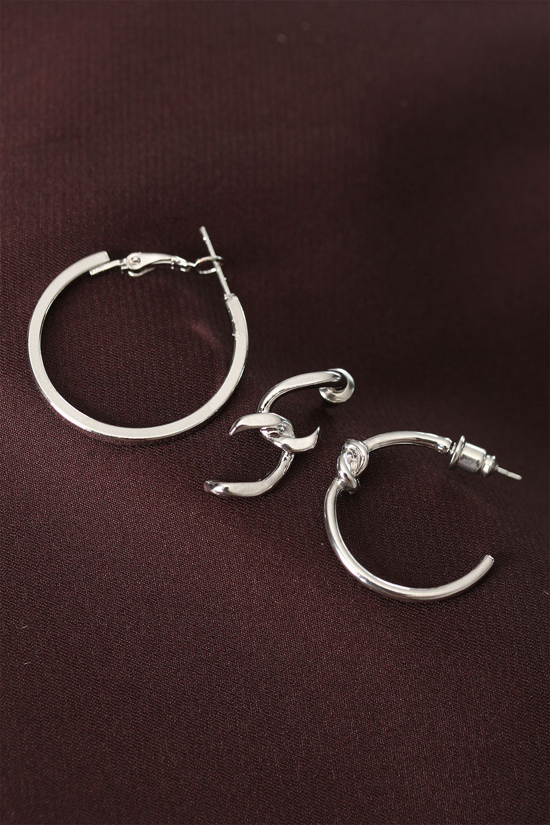 EBJ Knot Model Silver Color Metal Multi Ring Earring - Argyroúpoli